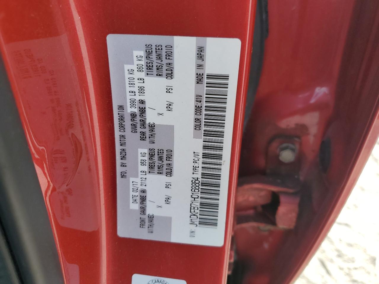 2017 Mazda Cx-3 Sport VIN: JM1DKFB71H0168864 Lot: 93618355