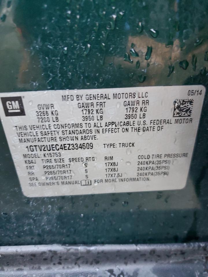 2014 GMC Sierra K1500 Sle VIN: 1GTV2UEC4EZ334609 Lot: 91109905