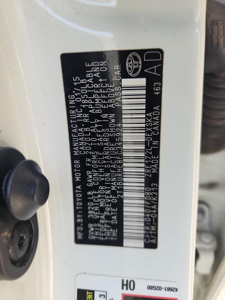 2015 Toyota Corolla L VIN: 2T1BURHE8FC345924 Lot: 93684515