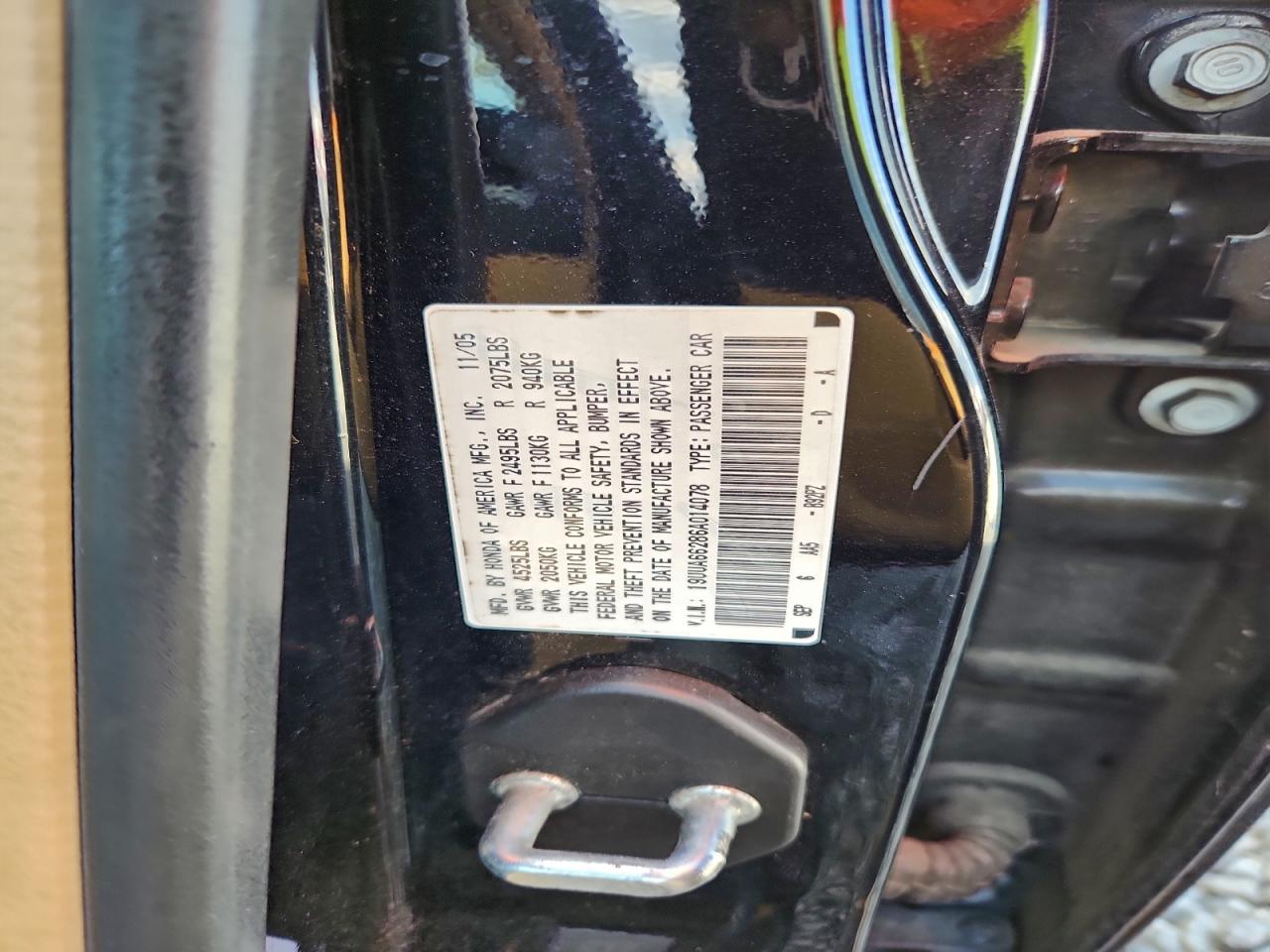 2006 Acura 3.2Tl VIN: 19UUA66286A014078 Lot: 93531225