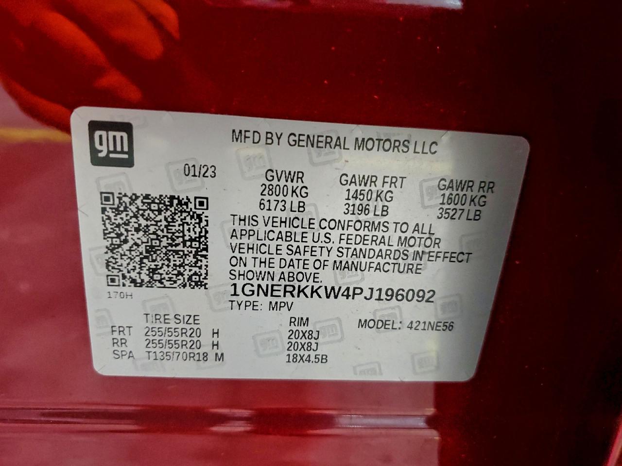 2023 Chevrolet Traverse Premier VIN: 1GNERKKW4PJ196092 Lot: 93908025