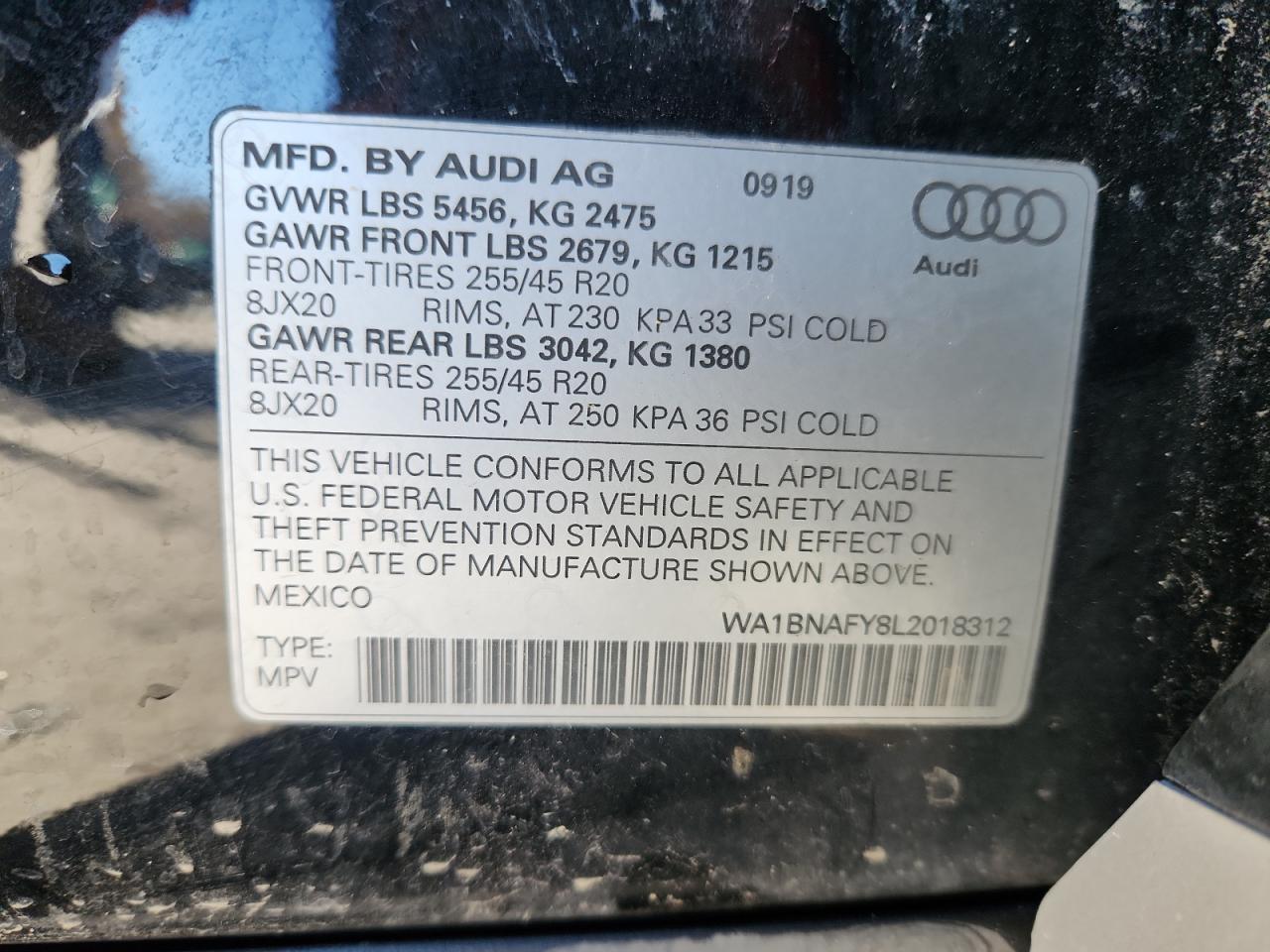2020 Audi Q5 Premium Plus VIN: WA1BNAFY8L2018312 Lot: 93339315