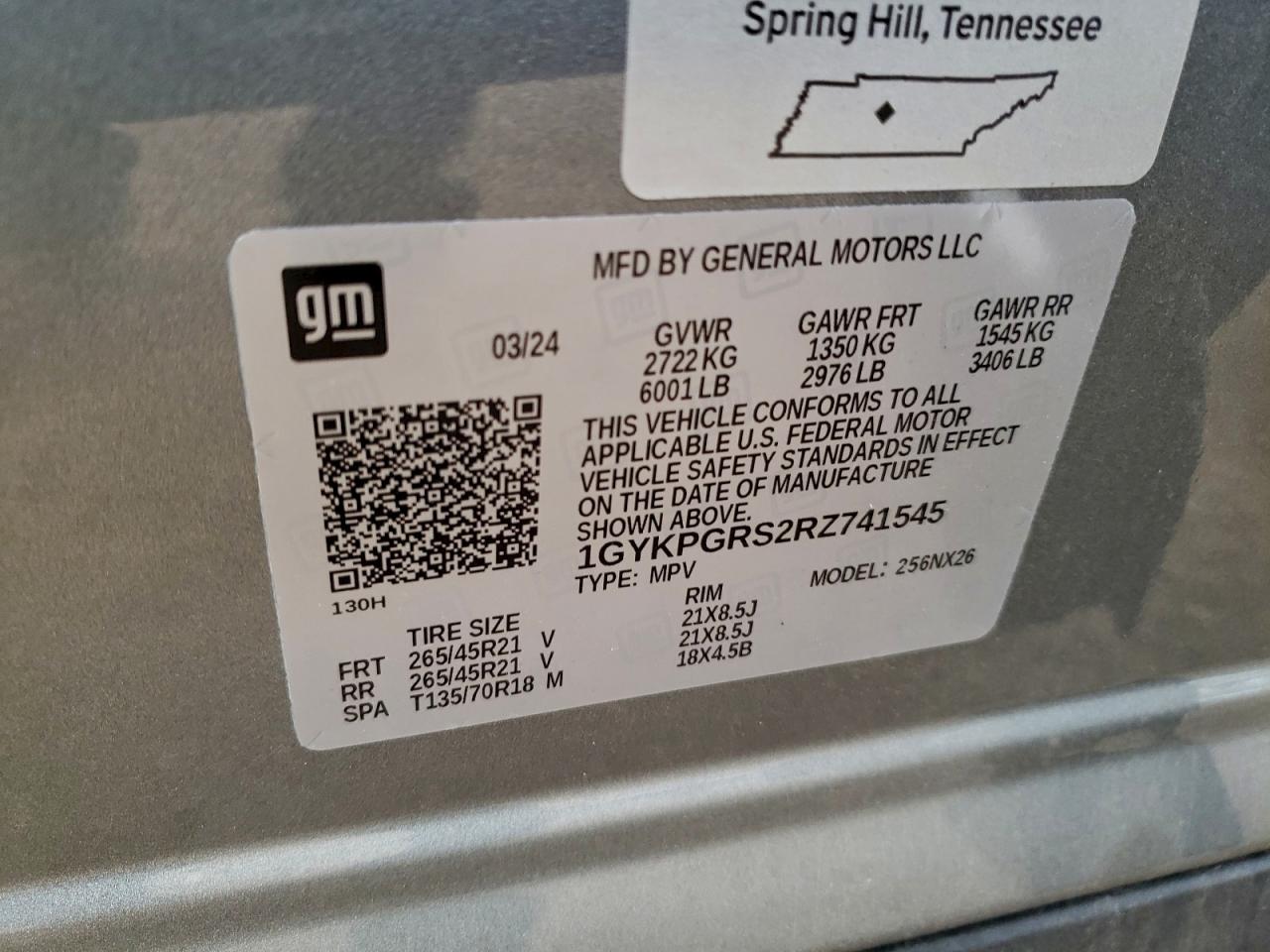 2024 Cadillac Xt6 Sport VIN: 1GYKPGRS2RZ741545 Lot: 94137815