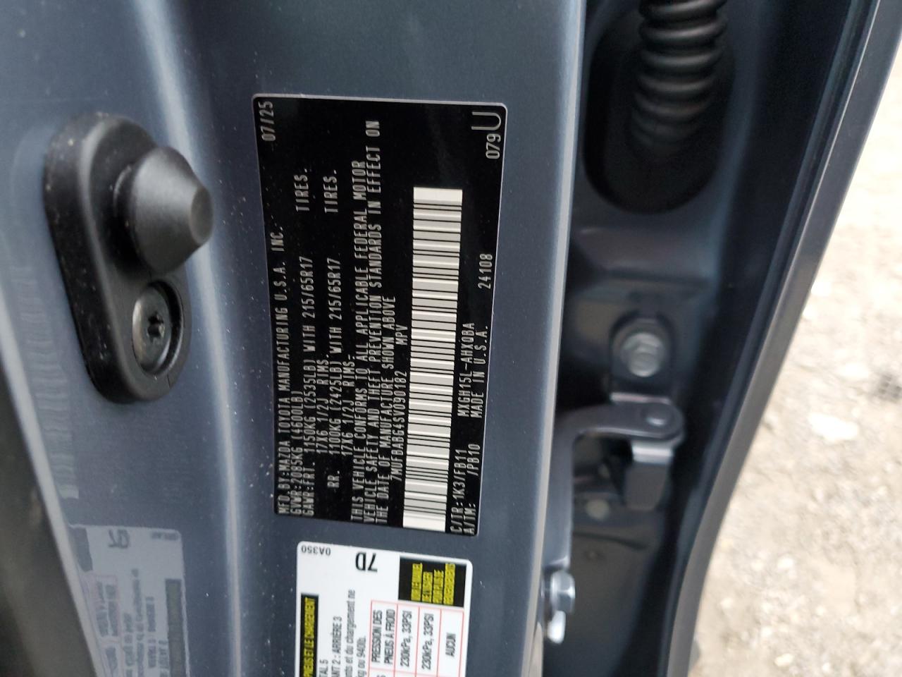 2025 Toyota Corolla Cross Se VIN: 7MUFBABG4SV090182 Lot: 93550165