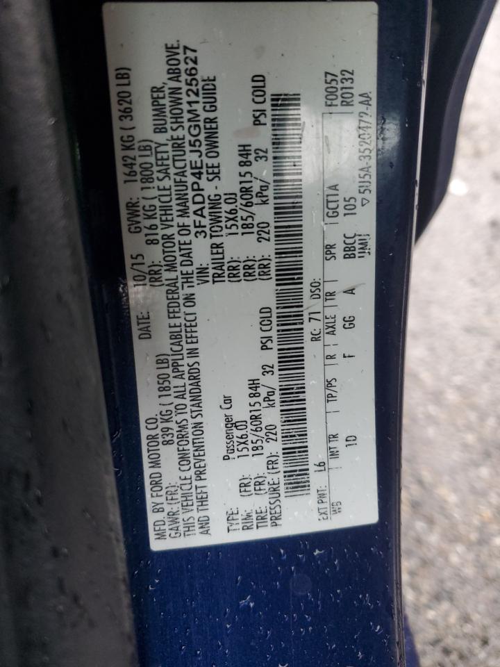 2016 Ford Fiesta Se VIN: 3FADP4EJ5GM125627 Lot: 93053315