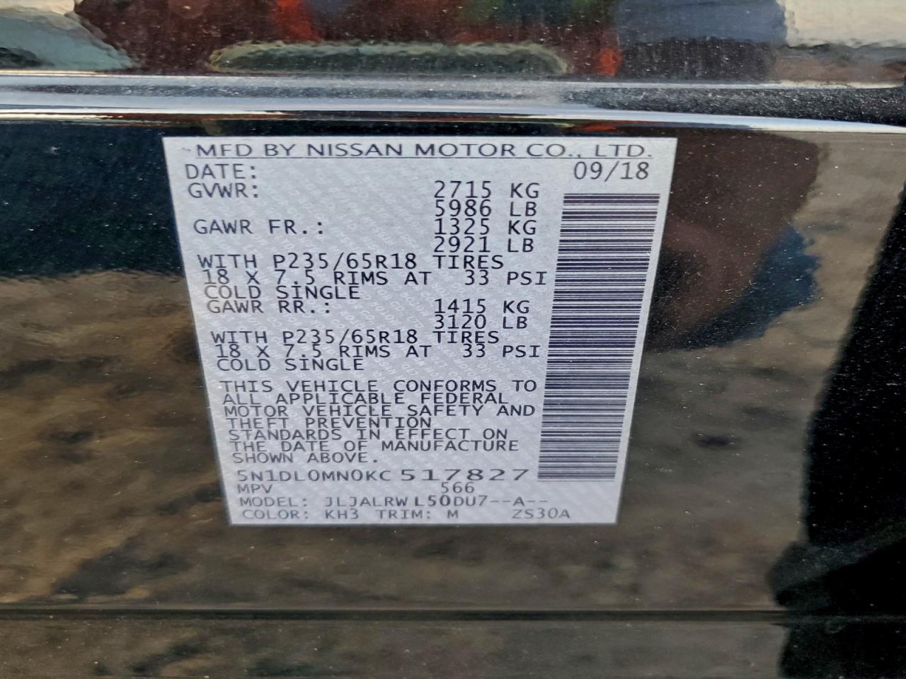 2019 Infiniti Qx60 Luxe VIN: 5N1DL0MN0KC517827 Lot: 94038335