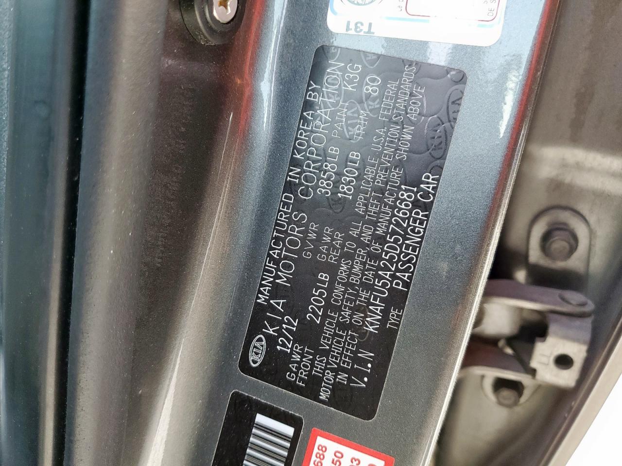 2013 Kia Forte Ex VIN: KNAFU5A25D5726681 Lot: 91560485