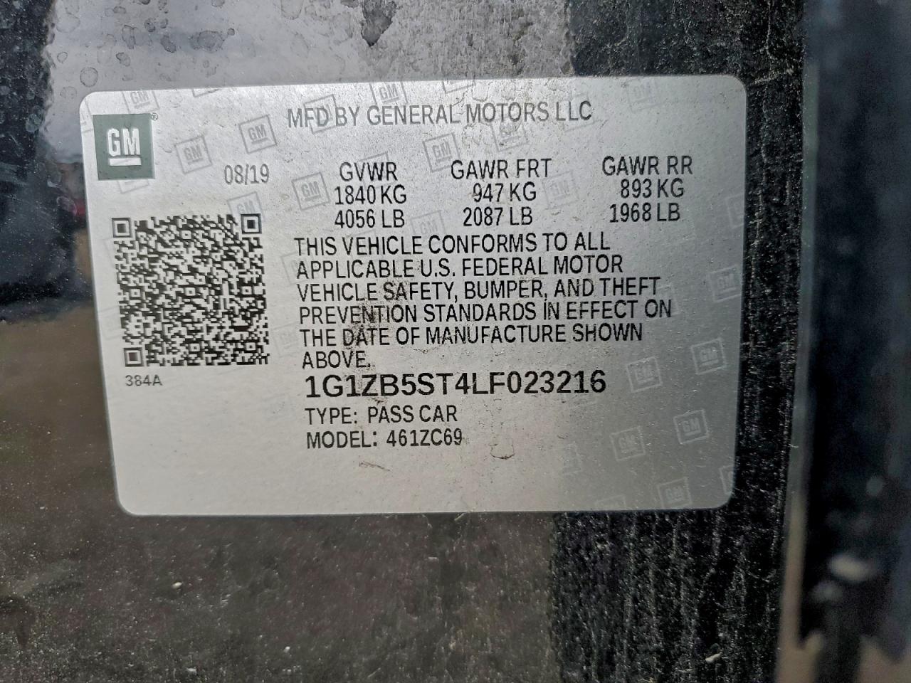 2020 Chevrolet Malibu Ls VIN: 1G1ZB5ST4LF023216 Lot: 93735575