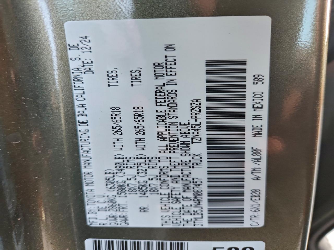 2024 Toyota Tacoma Double Cab VIN: 3TMLB5JN4RM087457 Lot: 93467545