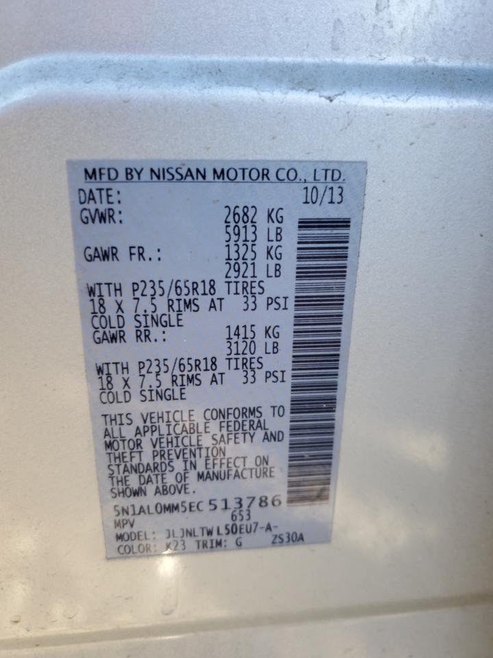 2014 Infiniti Qx60 VIN: 5N1AL0MM5EC513786 Lot: 91543325