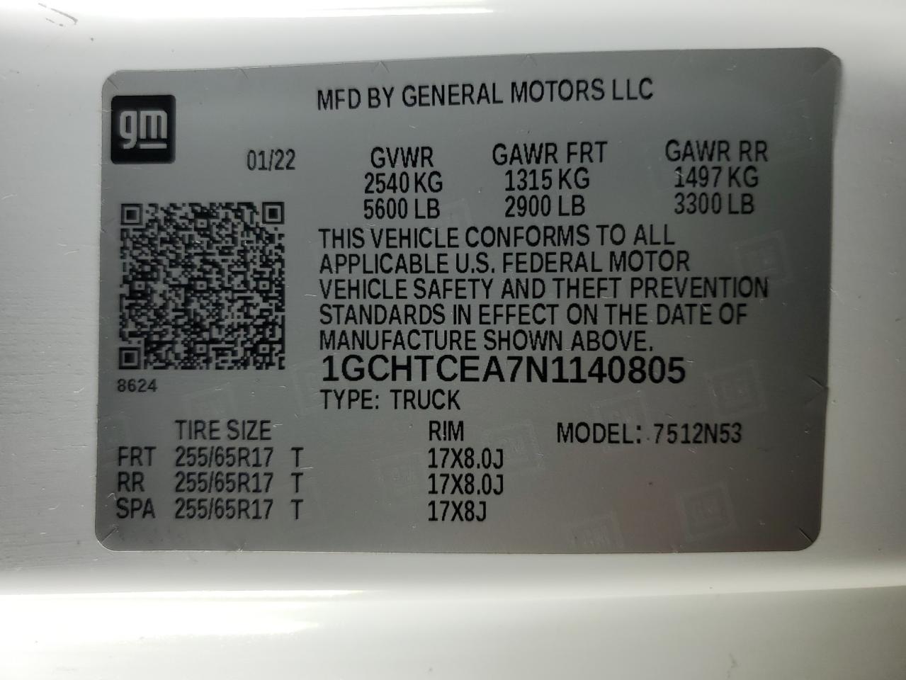 2022 Chevrolet Colorado Lt VIN: 1GCHTCEA7N1140805 Lot: 90815355