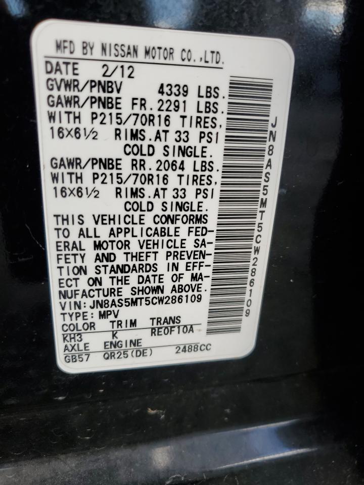 2012 Nissan Rogue S VIN: JN8AS5MT5CW286109 Lot: 93095845