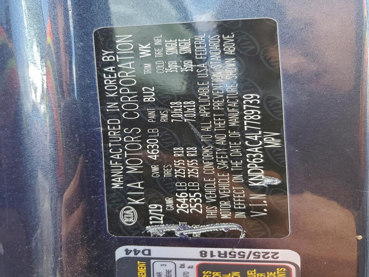 2020 Kia Sportage S VIN: KNDP63AC4L7789739 Lot: 94253125