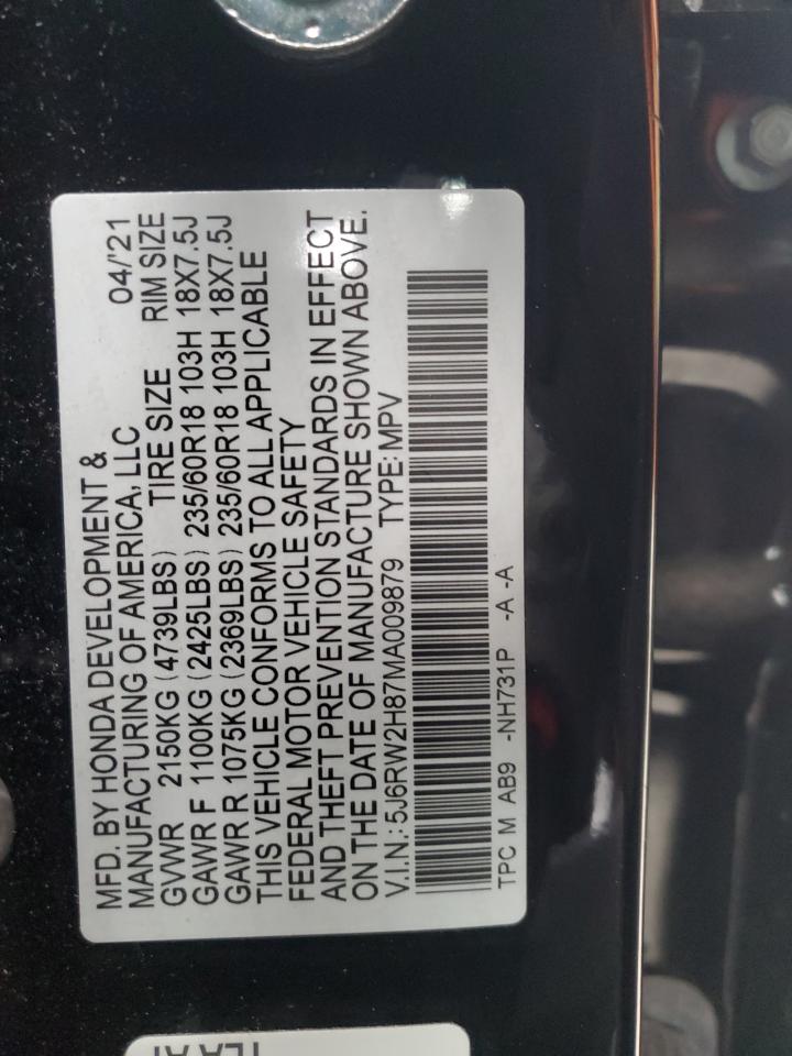 2021 Honda Cr-V Exl VIN: 5J6RW2H87MA009879 Lot: 93367395