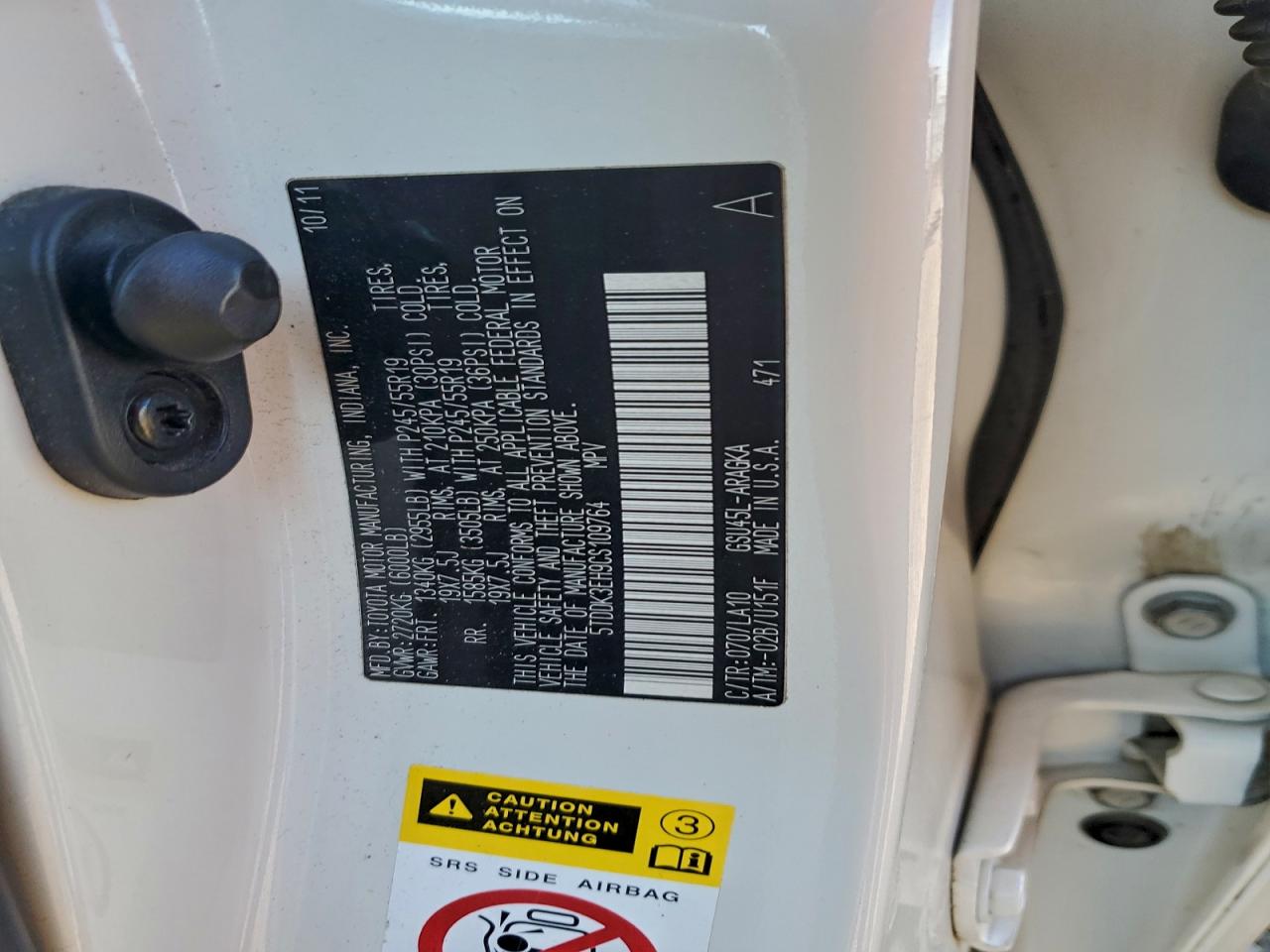 2012 Toyota Highlander Limited VIN: 5TDDK3EH9CS109764 Lot: 91737445