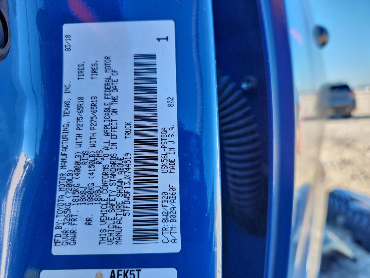 2018 Toyota Tundra Crewmax Sr5 VIN: 5TFDW5F13JX744519 Lot: 93663105