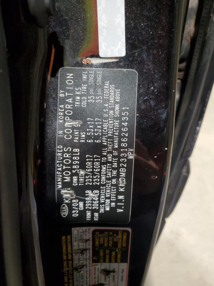 2008 Kia Sedona Ex VIN: KNDMB233186264351 Lot: 92851775