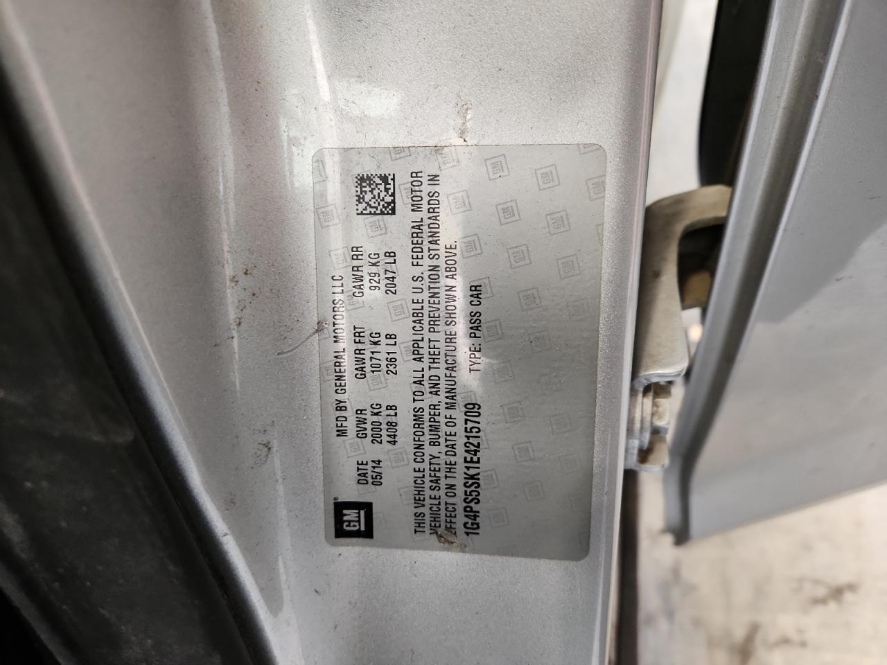 2014 Buick Verano VIN: 1G4PS5SK1E4215709 Lot: 92274265