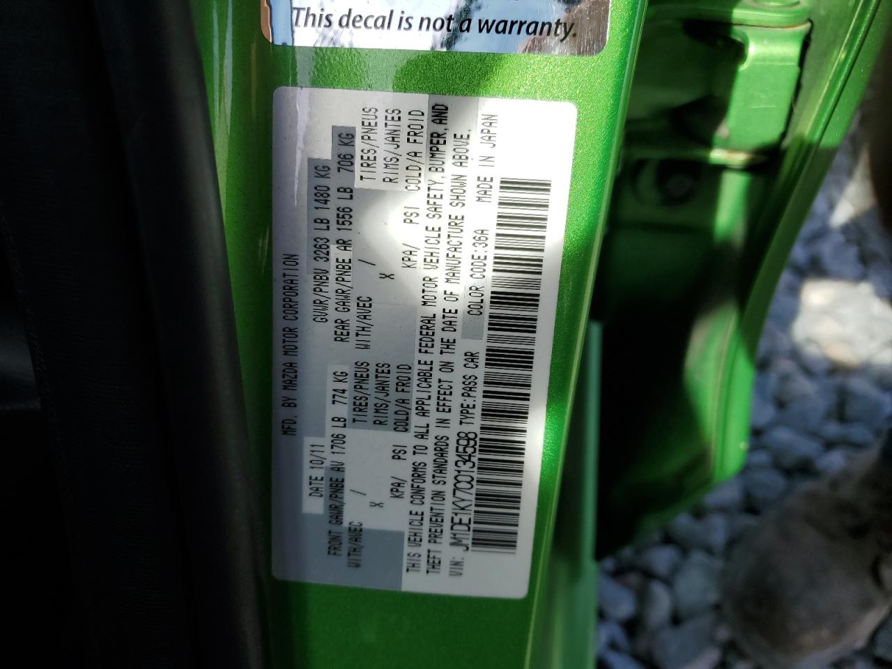 2012 Mazda Mazda2 VIN: JM1DE1KY7C0134598 Lot: 92248665