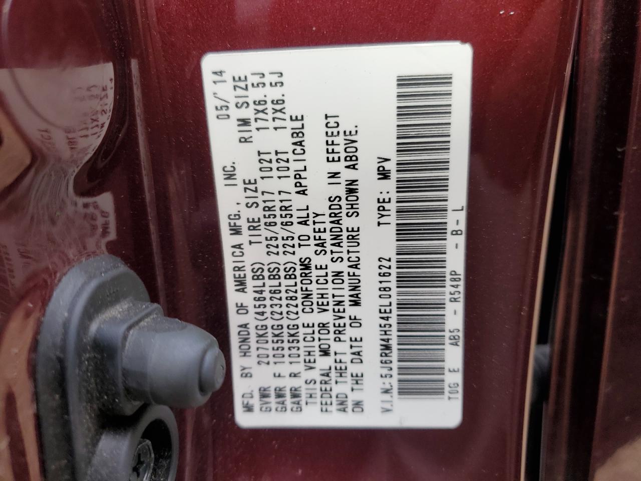 2014 Honda Cr-V Ex VIN: 5J6RM4H54EL081622 Lot: 90896105