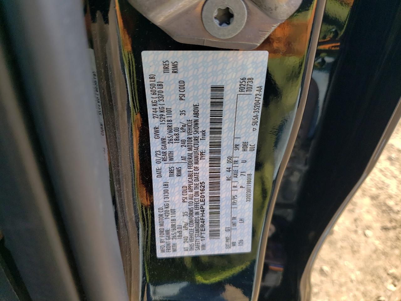 2023 Ford Ranger Xl VIN: 1FTER4FH4PLE01625 Lot: 82691415