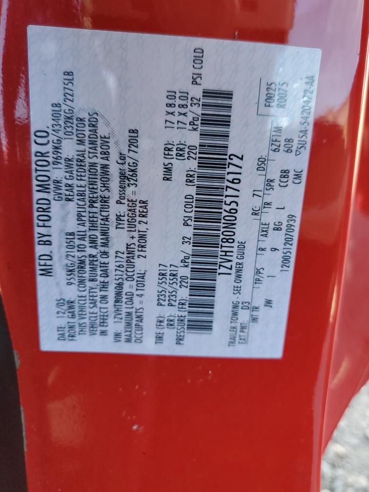 2006 Ford Mustang VIN: 1ZVHT80N065176172 Lot: 90965375