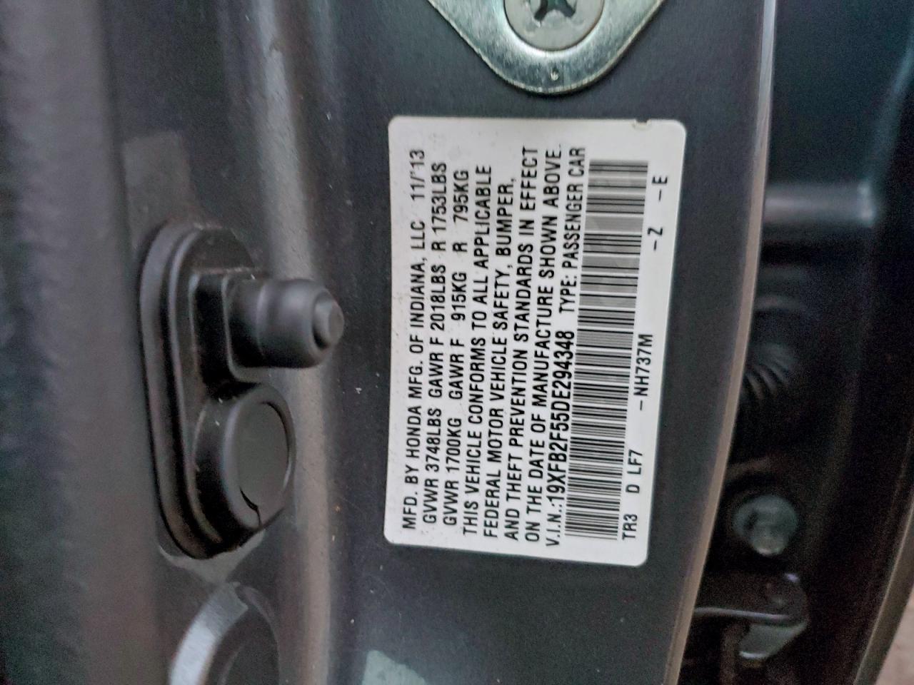 2013 Honda Civic Lx VIN: 19XFB2F55DE294348 Lot: 94484445