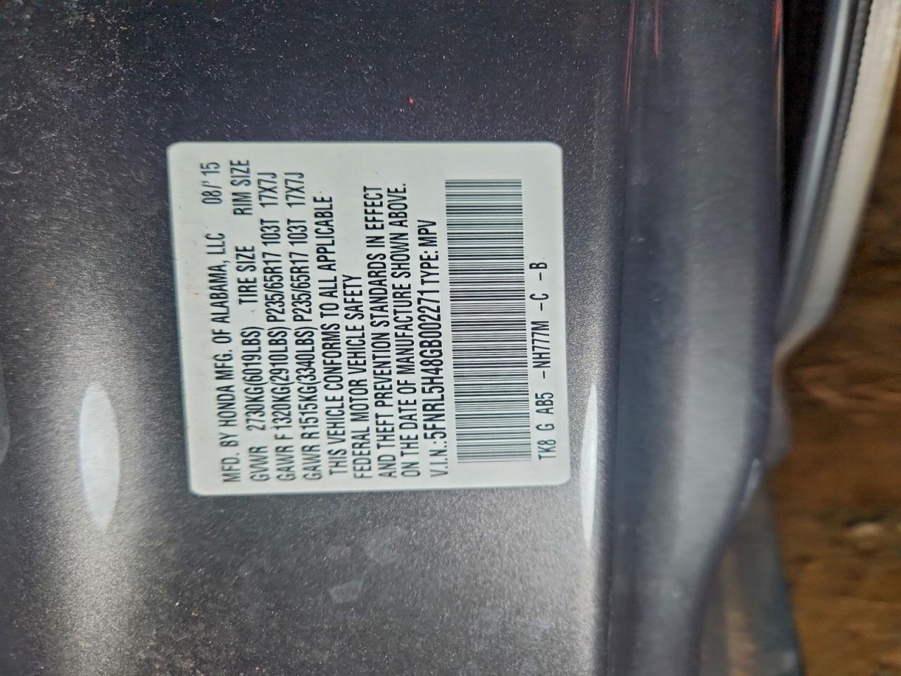 2016 Honda Odyssey Ex VIN: 5FNRL5H48GB002271 Lot: 93942255