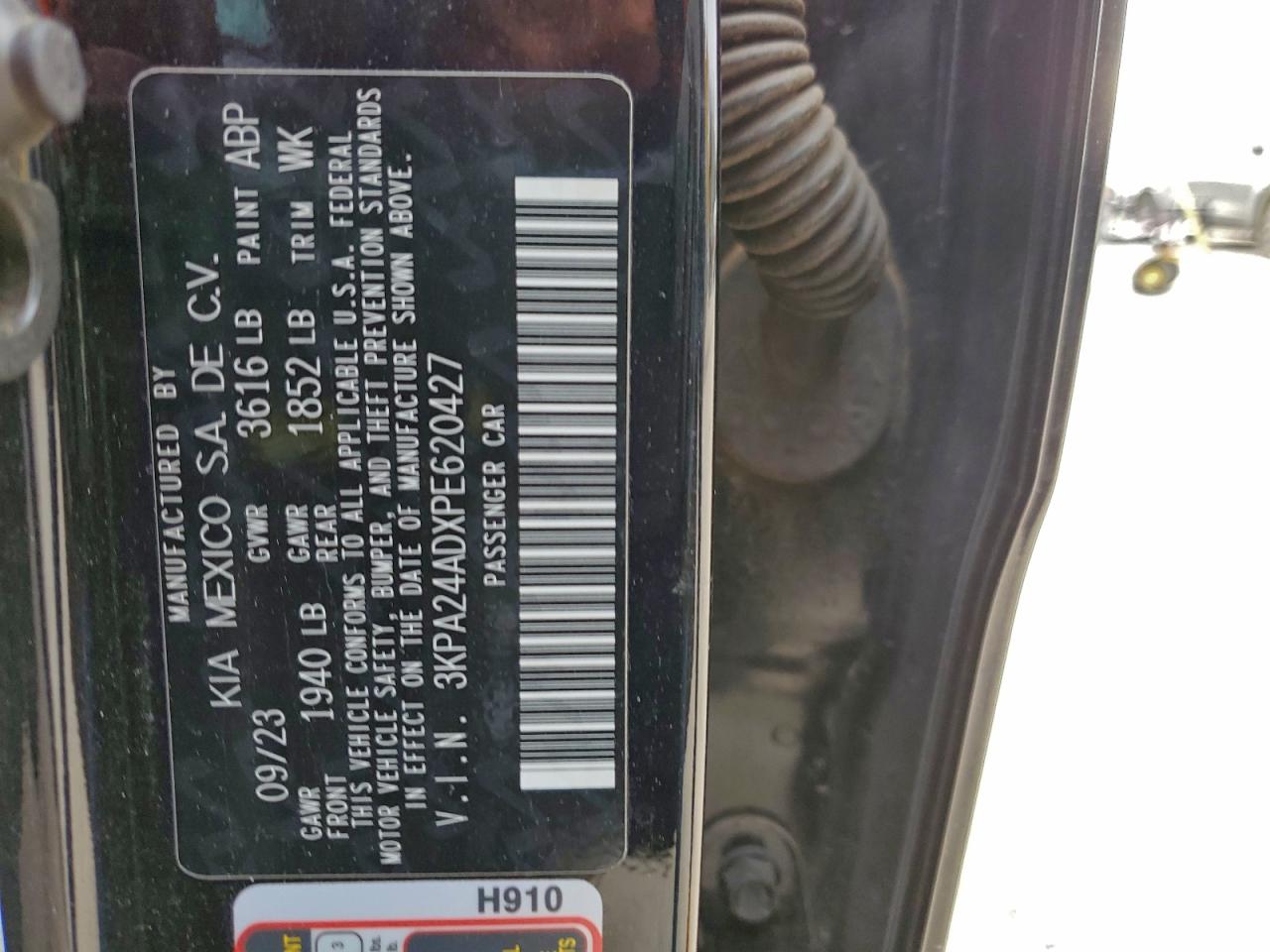 2023 Kia Rio Lx VIN: 3KPA24ADXPE620427 Lot: 94680785