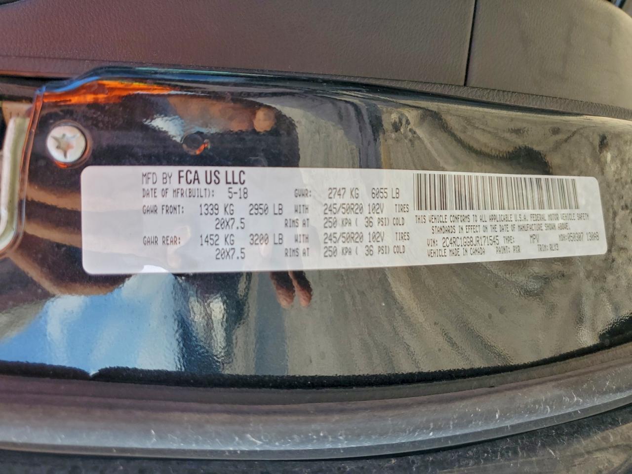 2018 Chrysler Pacifica Limited VIN: 2C4RC1GG8JR171545 Lot: 94046425