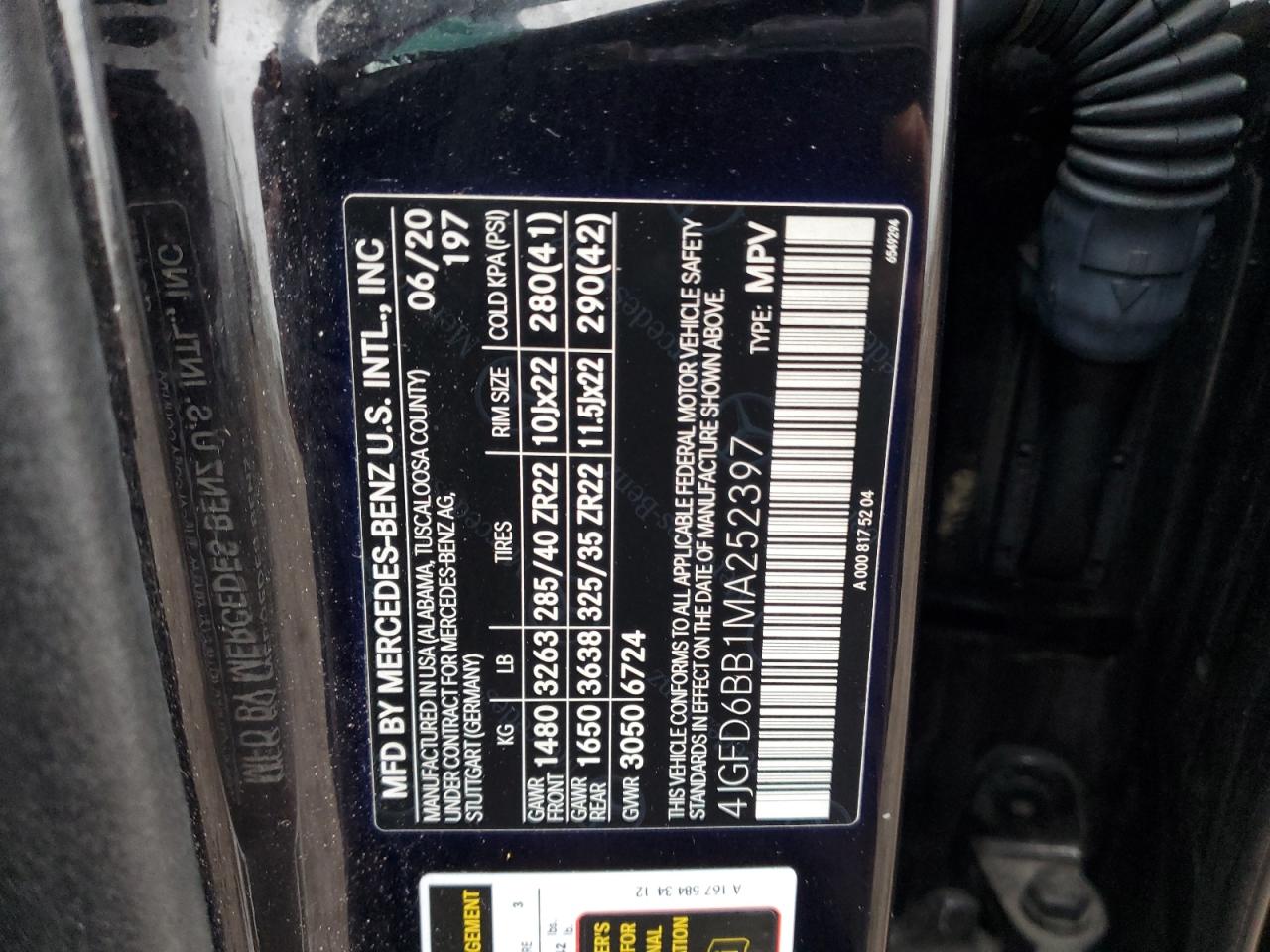 2021 Mercedes-Benz Gle Coupe Amg 53 4Matic VIN: 4JGFD6BB1MA252397 Lot: 93366965