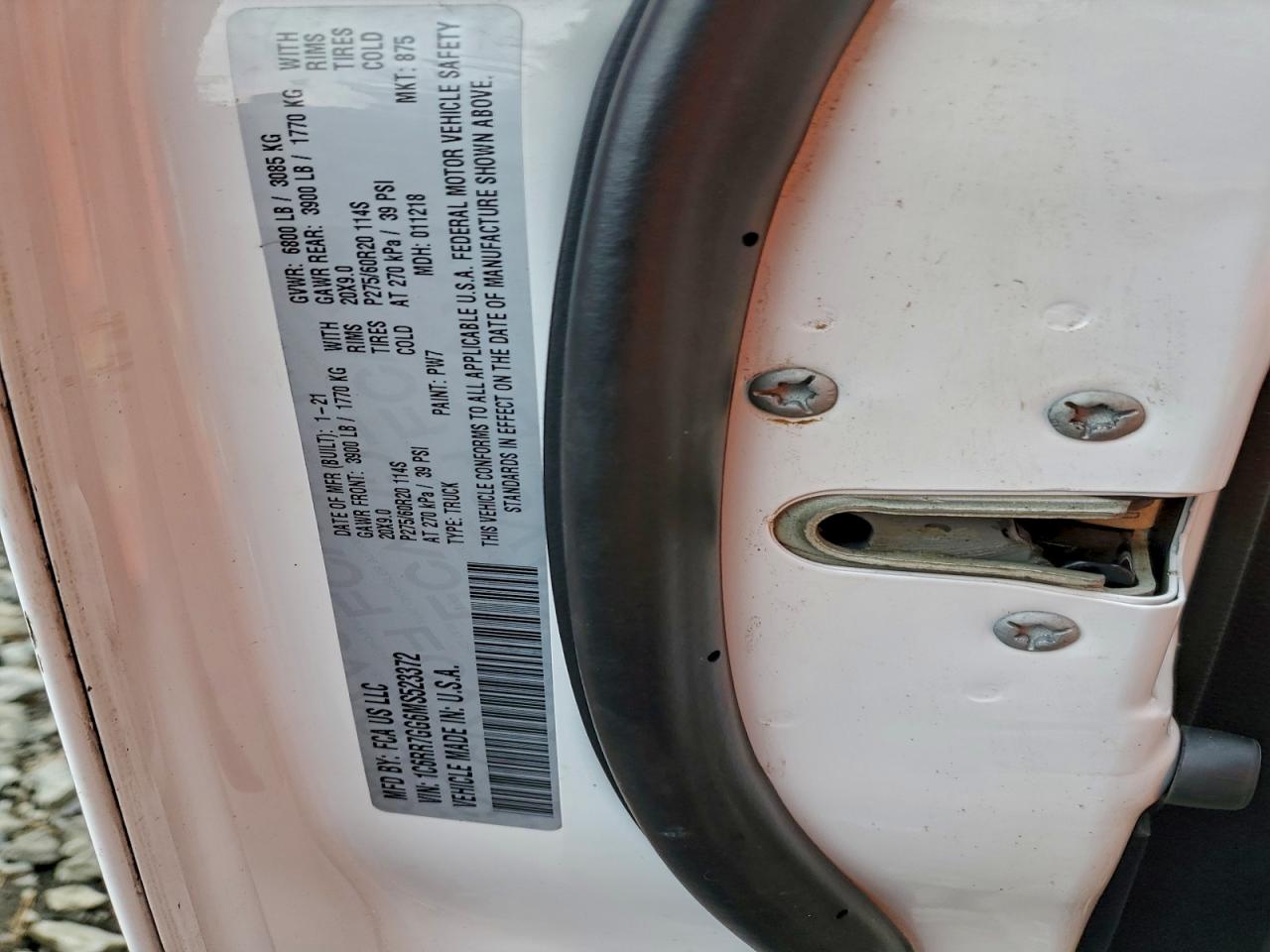 2021 Ram 1500 Classic Slt VIN: 1C6RR7GG6MS523372 Lot: 94129935