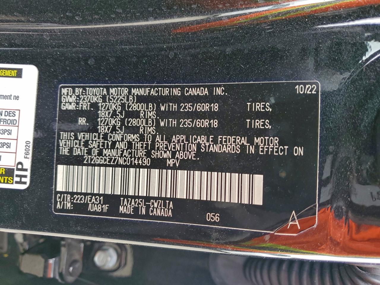 2022 Lexus Nx 350 VIN: 2T2GGCEZ7NC014490 Lot: 94357485