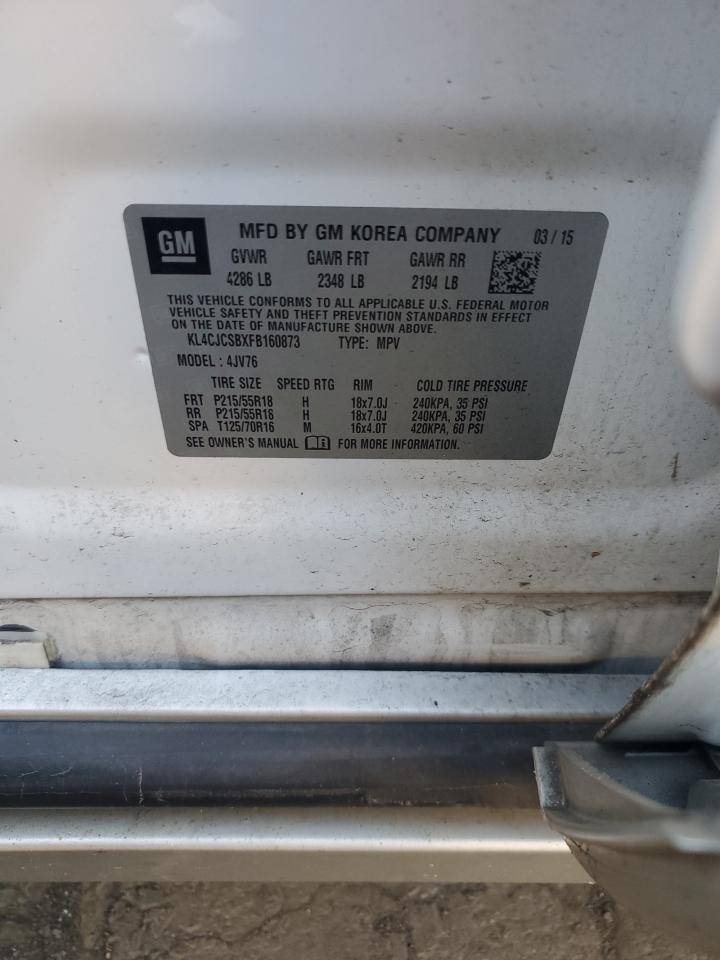 2015 Buick Encore VIN: KL4CJCSBXFB160873 Lot: 93123665