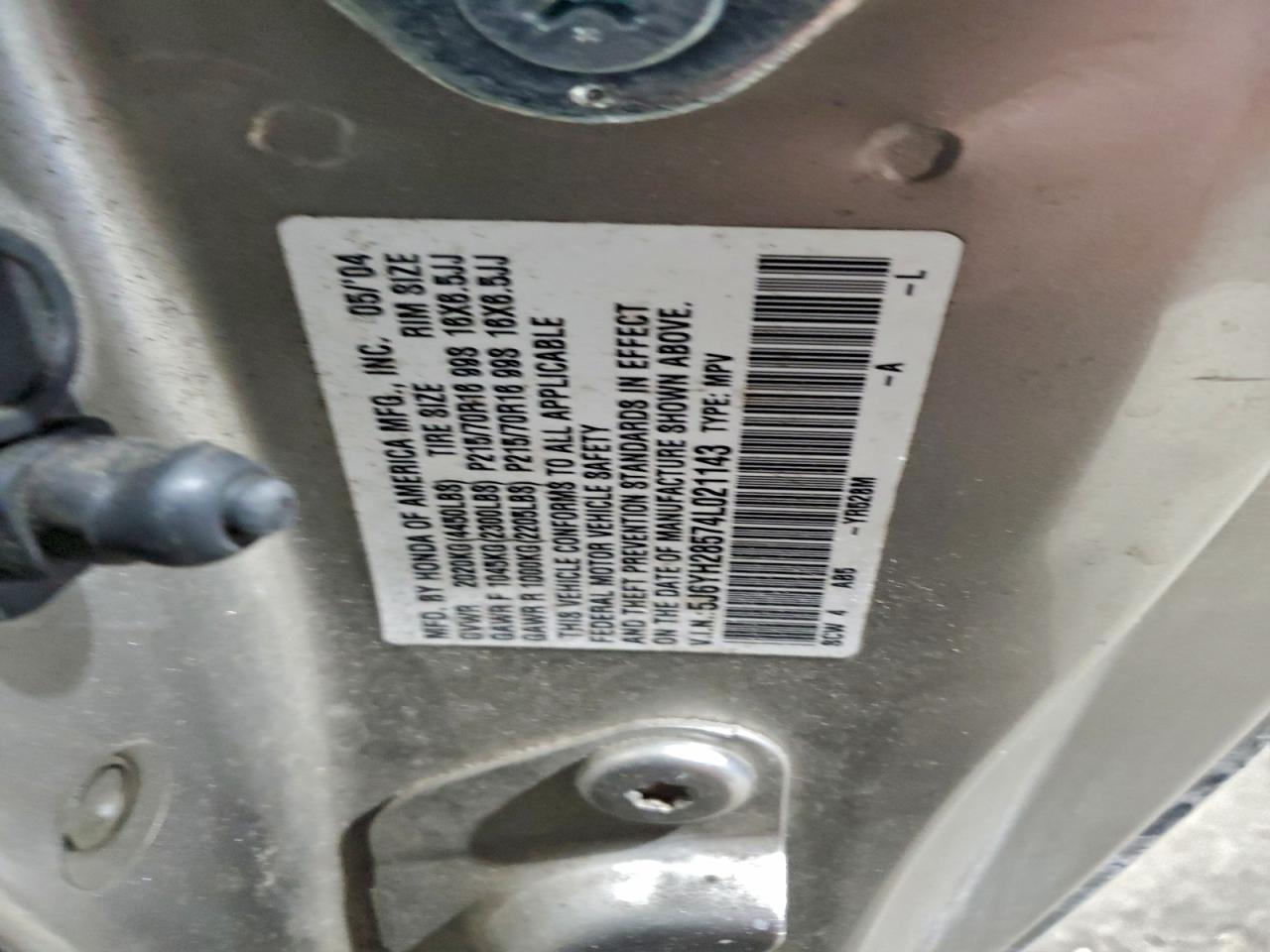 2004 Honda Element Ex VIN: 5J6YH28574L021143 Lot: 93602595