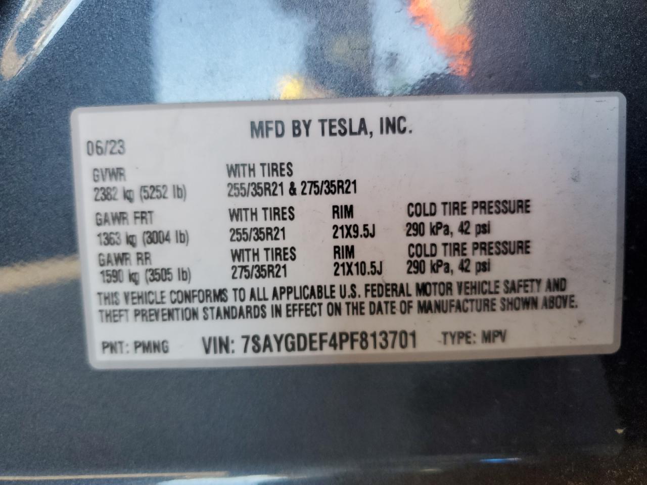 2023 Tesla Model Y VIN: 7SAYGDEF4PF813701 Lot: 92647595