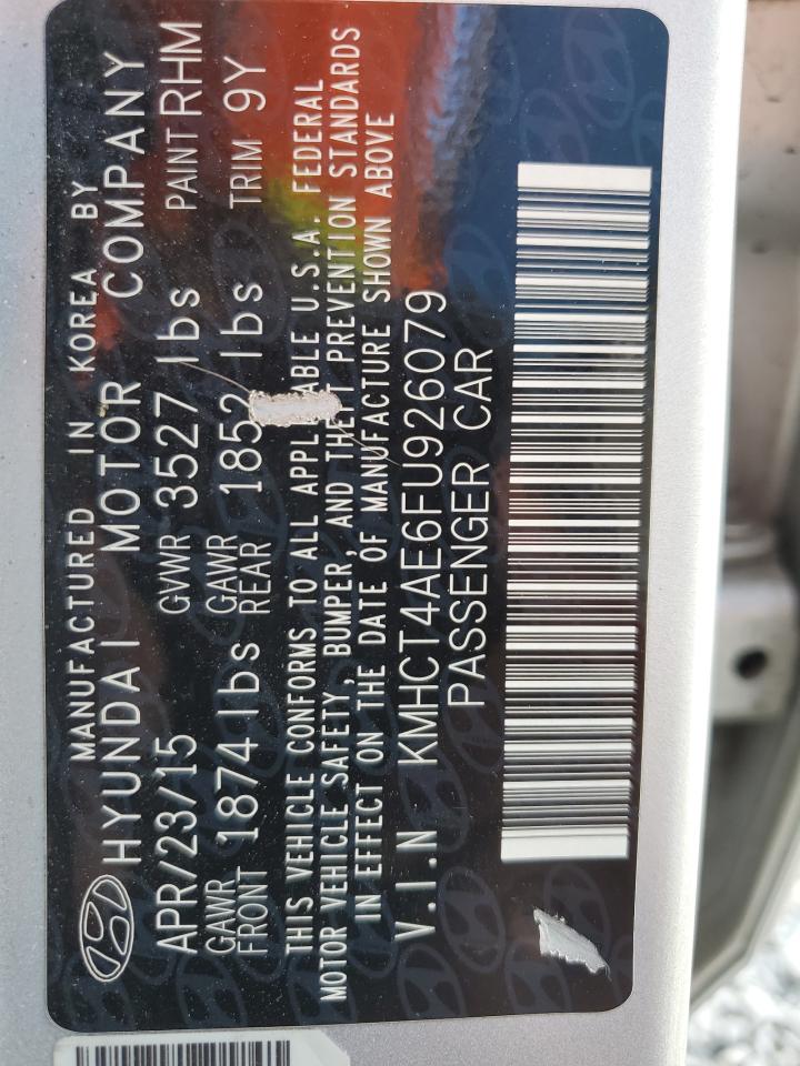 2015 Hyundai Accent Gls VIN: KMHCT4AE6FU926079 Lot: 91097385