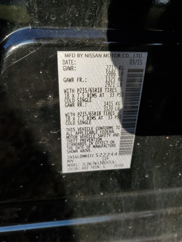 2015 Infiniti Qx60 VIN: 5N1AL0MM1FC522244 Lot: 91414775