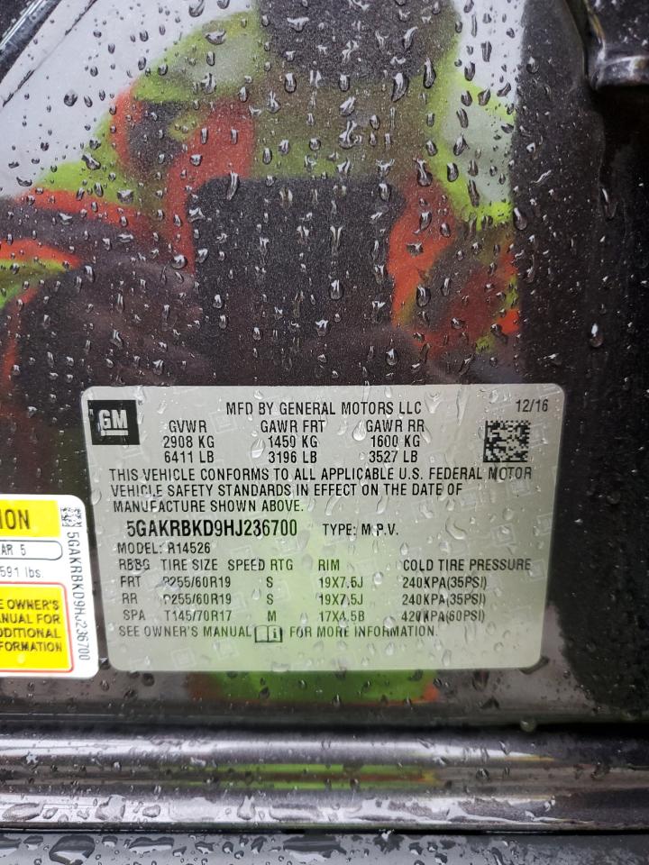 2017 Buick Enclave VIN: 5GAKRBKD9HJ236700 Lot: 93121775