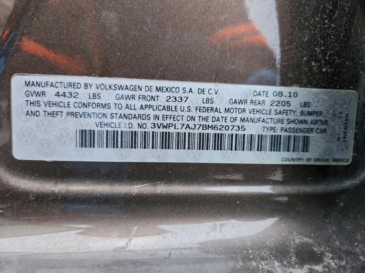 2011 Volkswagen Jetta Tdi VIN: 3VWPL7AJ7BM620735 Lot: 93846655