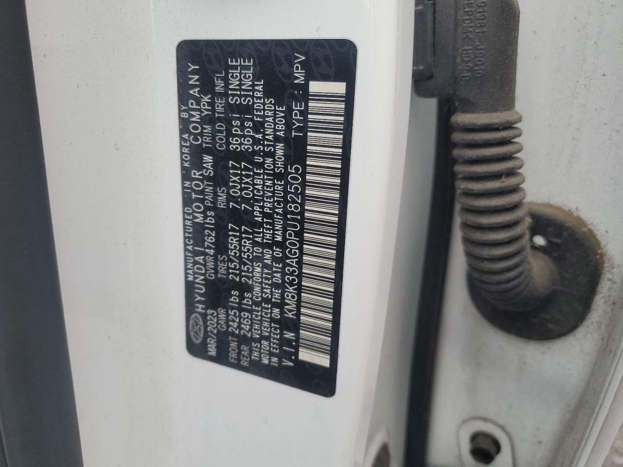 2023 Hyundai Kona Sel VIN: KM8K33AG0PU182505 Lot: 93938735