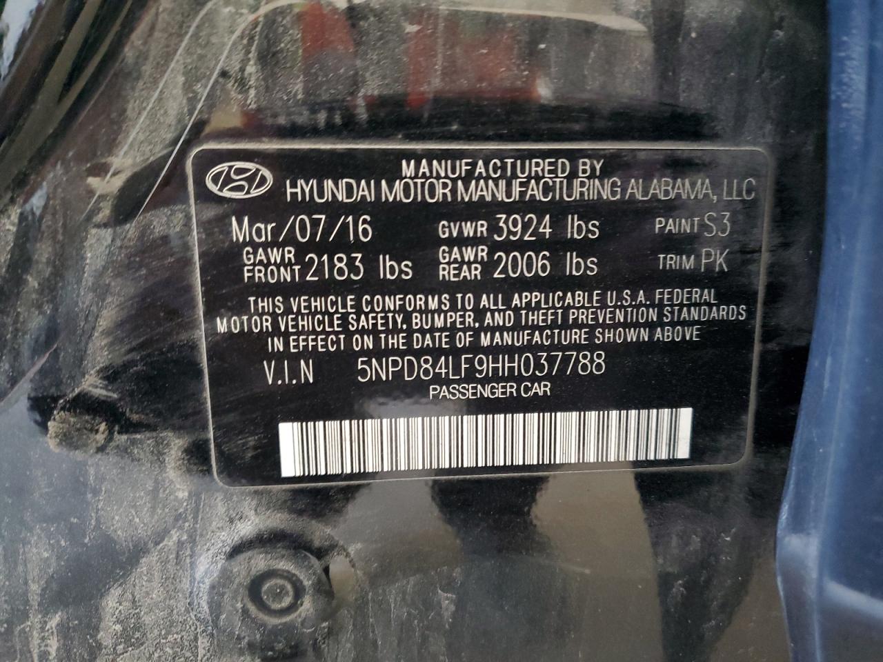 2017 Hyundai Elantra Se VIN: 5NPD84LF9HH037788 Lot: 90236895