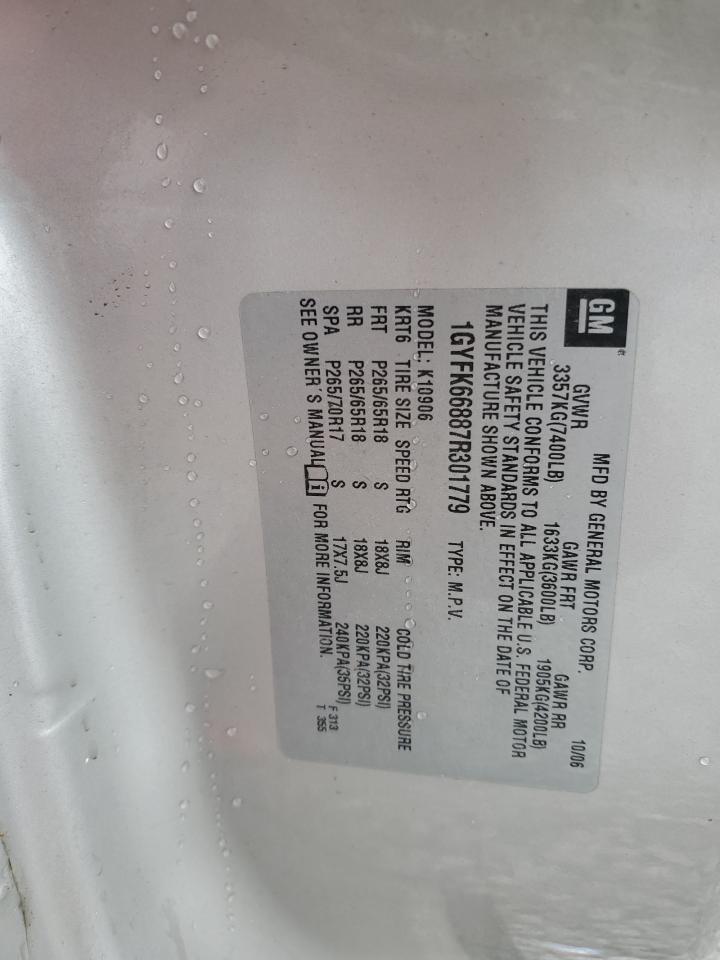 2007 Cadillac Escalade Esv VIN: 1GYFK66887R301779 Lot: 93452605