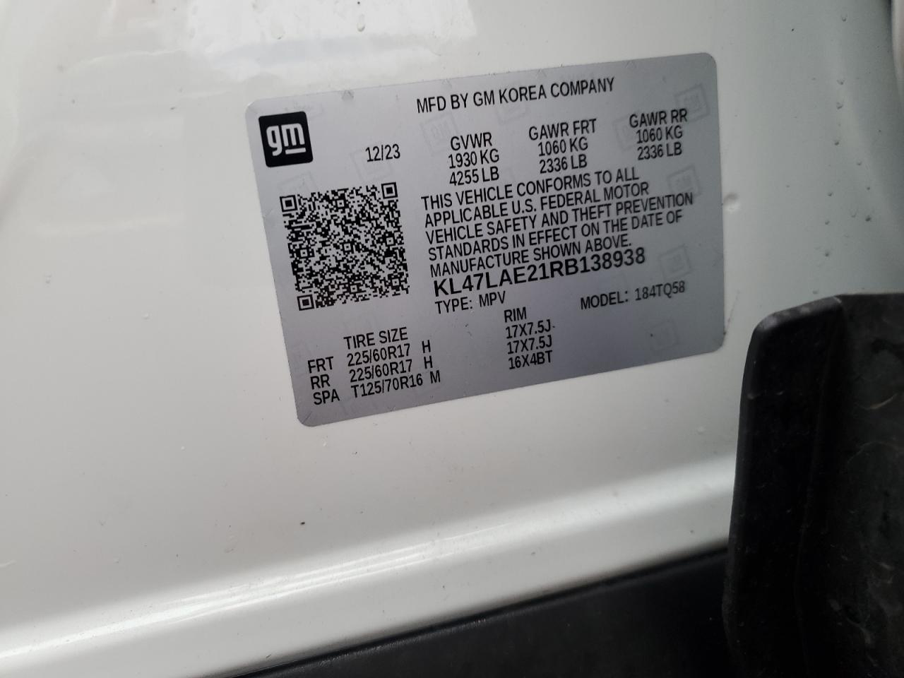 2024 Buick Envista Preferred VIN: KL47LAE21RB138938 Lot: 91422015