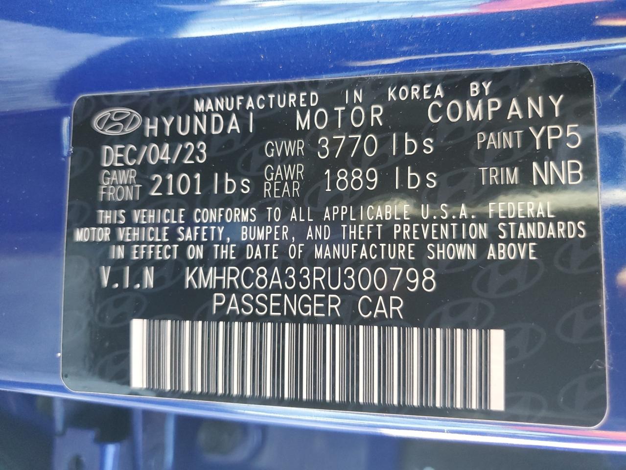 2024 Hyundai Venue Sel VIN: KMHRC8A33RU300798 Lot: 91319345