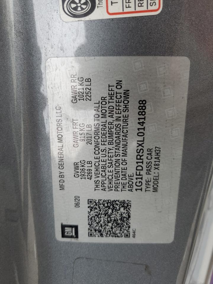 2020 Chevrolet Camaro Lt VIN: 1G1FD1RSXL0141888 Lot: 92319615