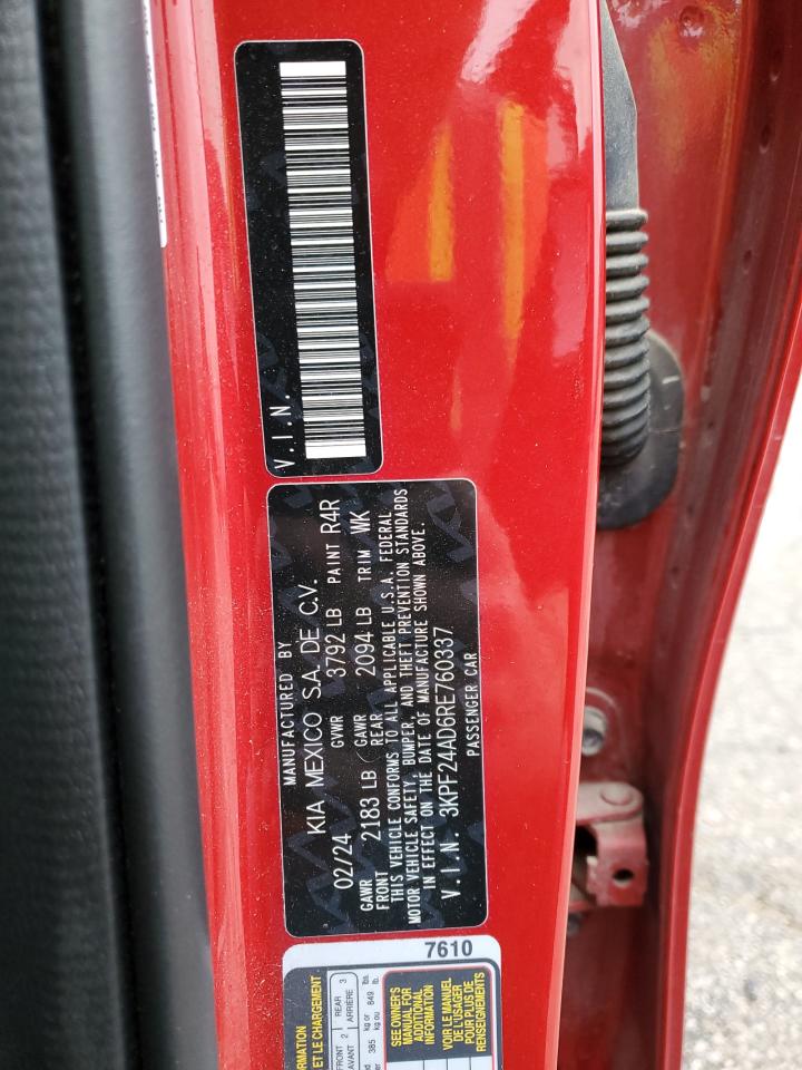 2024 Kia Forte Lx VIN: 3KPF24AD6RE760337 Lot: 93744635