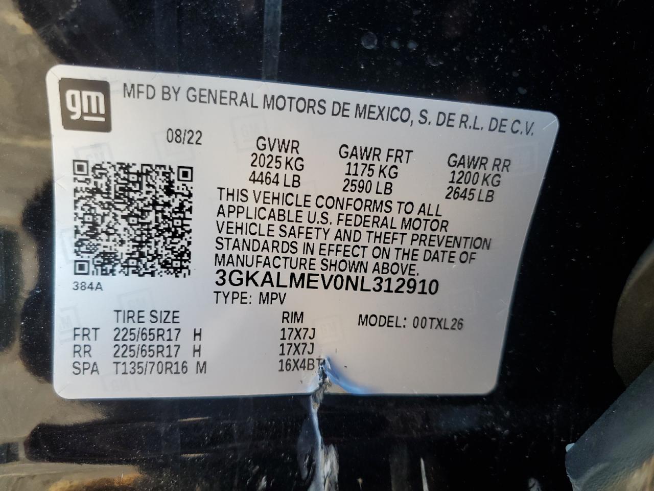 2022 GMC Terrain Sle VIN: 3GKALMEV0NL312910 Lot: 91409485