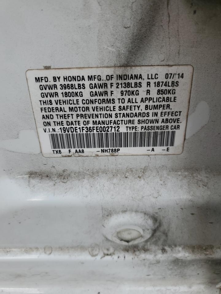 2015 Acura Ilx 20 VIN: 19VDE1F36FE002712 Lot: 93128055