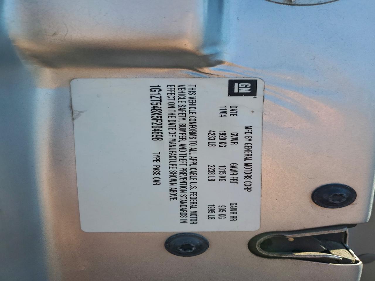 2005 Chevrolet Malibu Ls VIN: 1G1ZT548X5F204698 Lot: 93874545